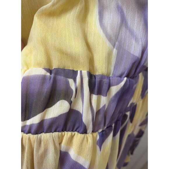 SVELTO STELLA  3/4 SLEEVE YELLOW PURPLE LEAVES PATTERN US SIZE 12 PEARLS - Picture 10 of 16
